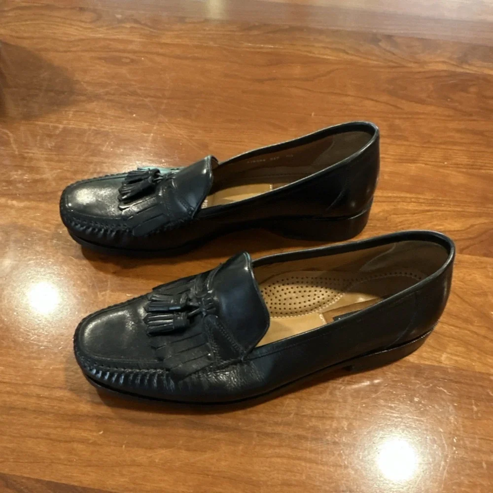 Florsheim Tassel Loafer Black Leather Square Toe Men's US 9D